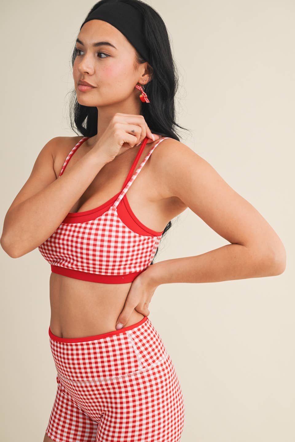 Gingham Double Layered Sports Bra