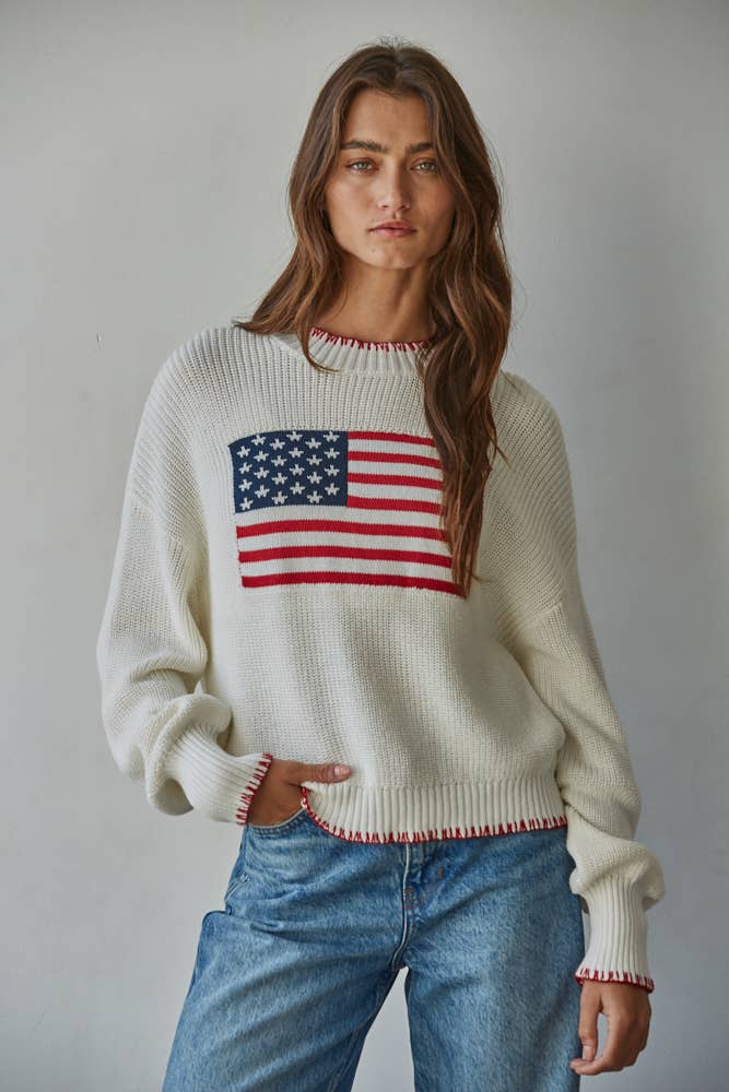 American Flag Knit Crewneck