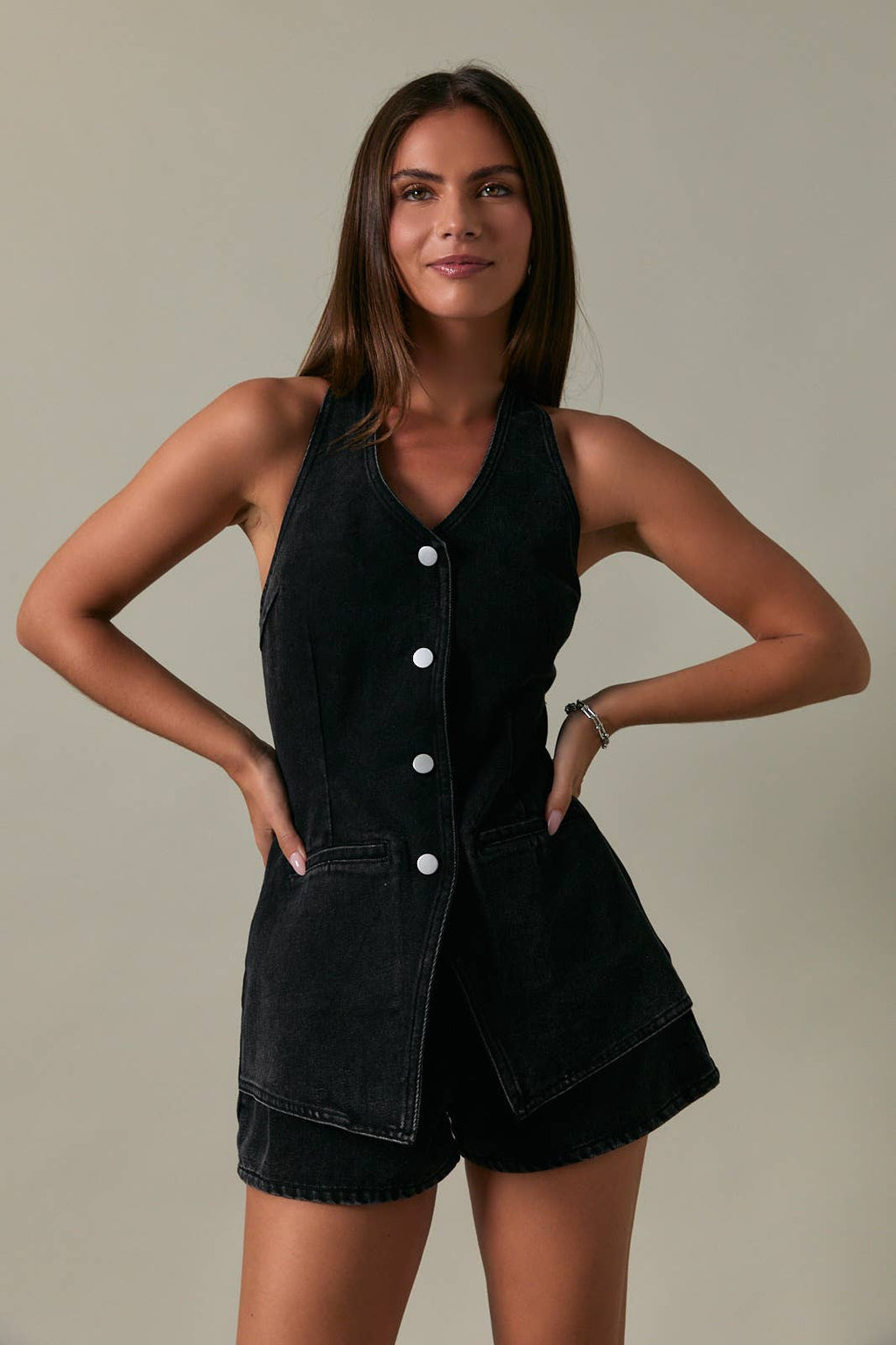 Soho Denim Halter Top Romper