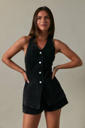 Soho Denim Halter Top Romper