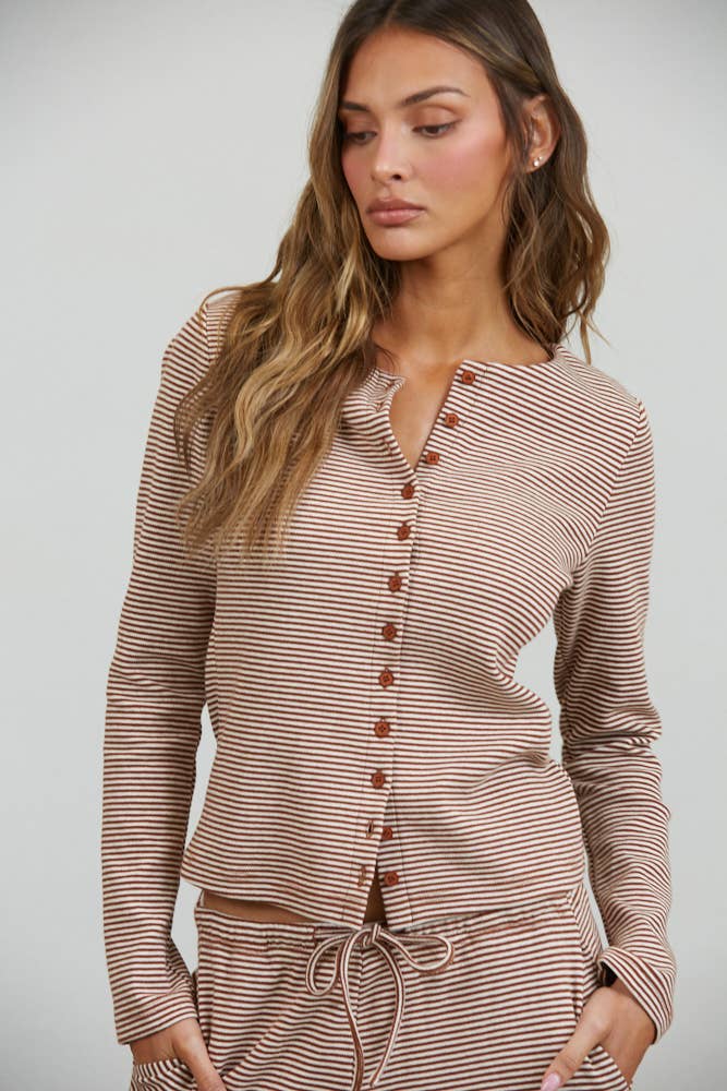 The Mocha Stripe Lounge Set