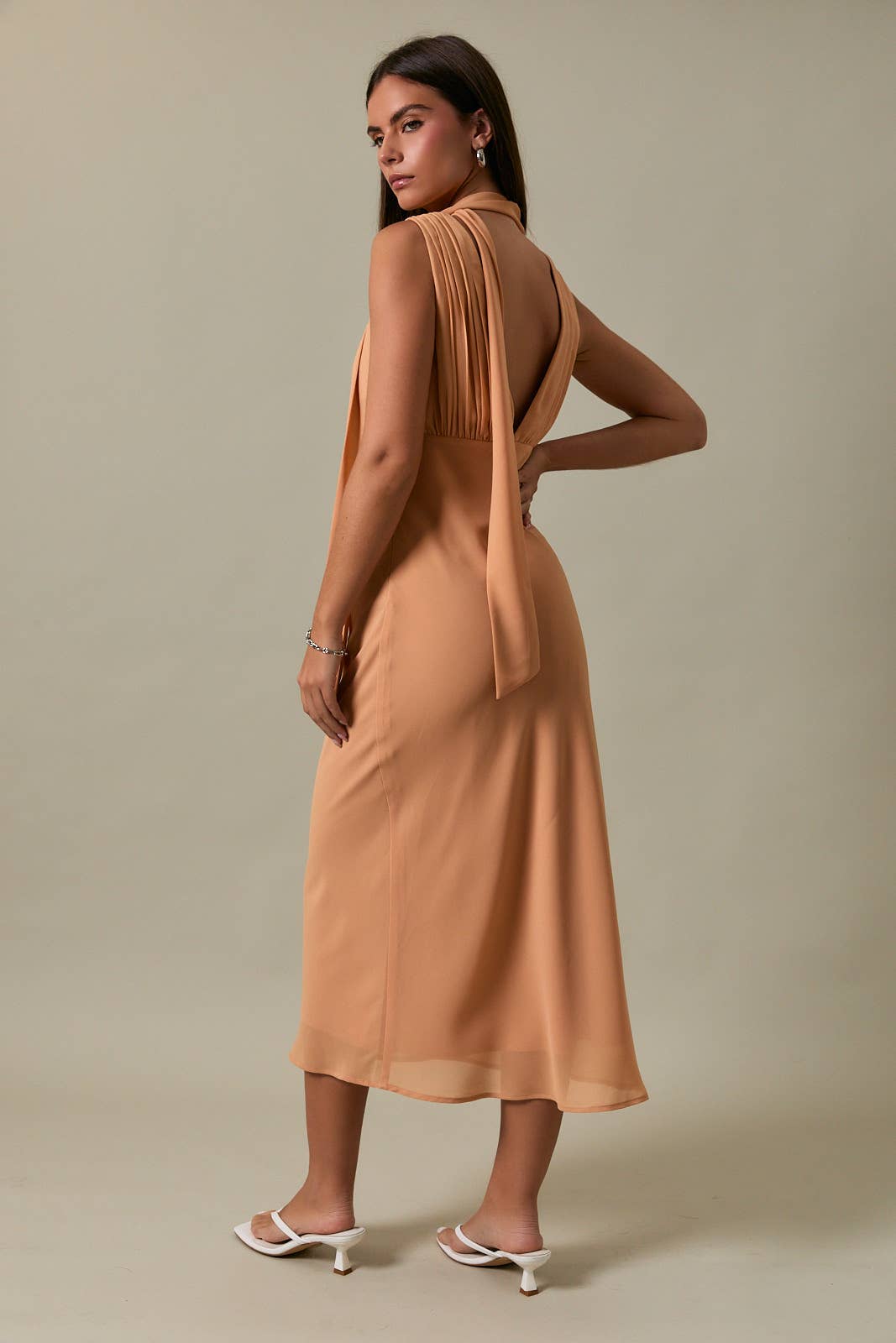 Golden Hour Scarf Midi Dress