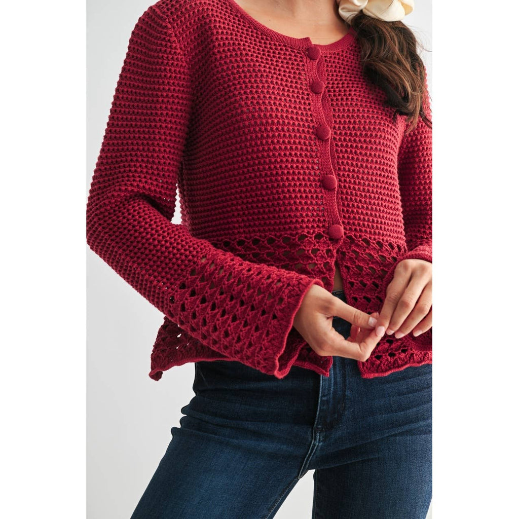 Cranberry Crochet Cardigan